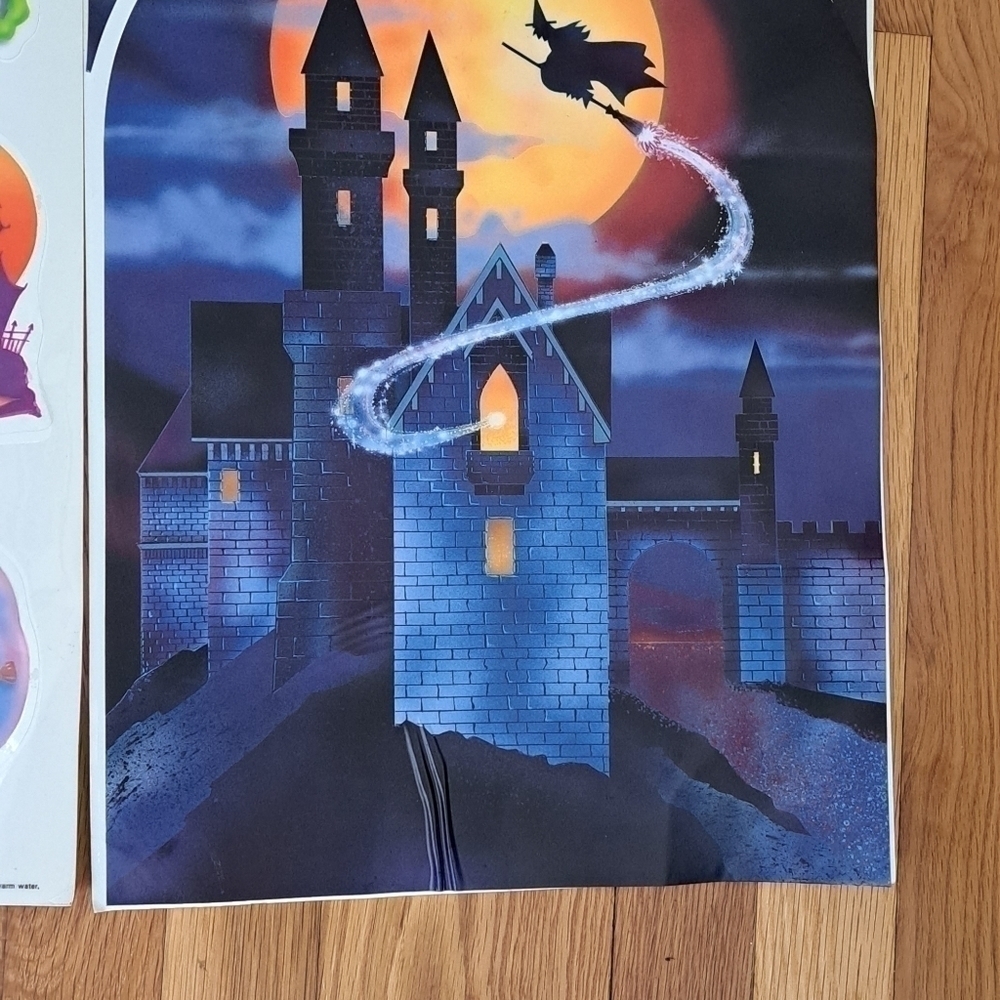 Vintage Halloween Window Clings Lot of 4 Sheets Witch Ghost Skeleton Pumpkin - Picture 3 of 16